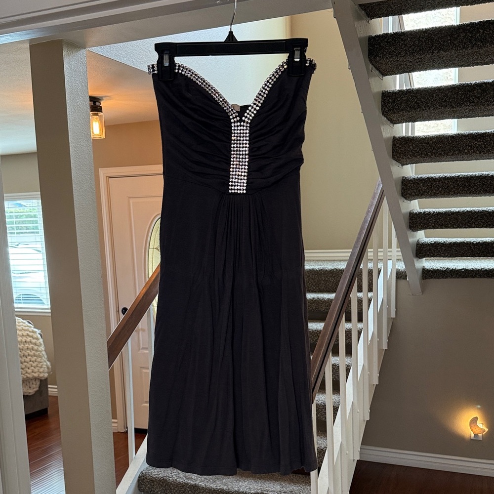Phanuel Black Strapless Dress with Silver Accents